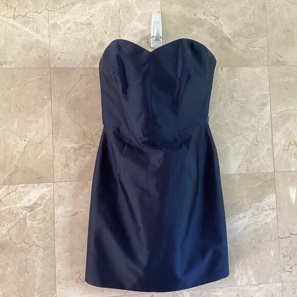 Monique Lhuillier Dress Size 4 Sweetheart Neck Strapless Navy, Wedding Cocktail - Picture 2 of 10